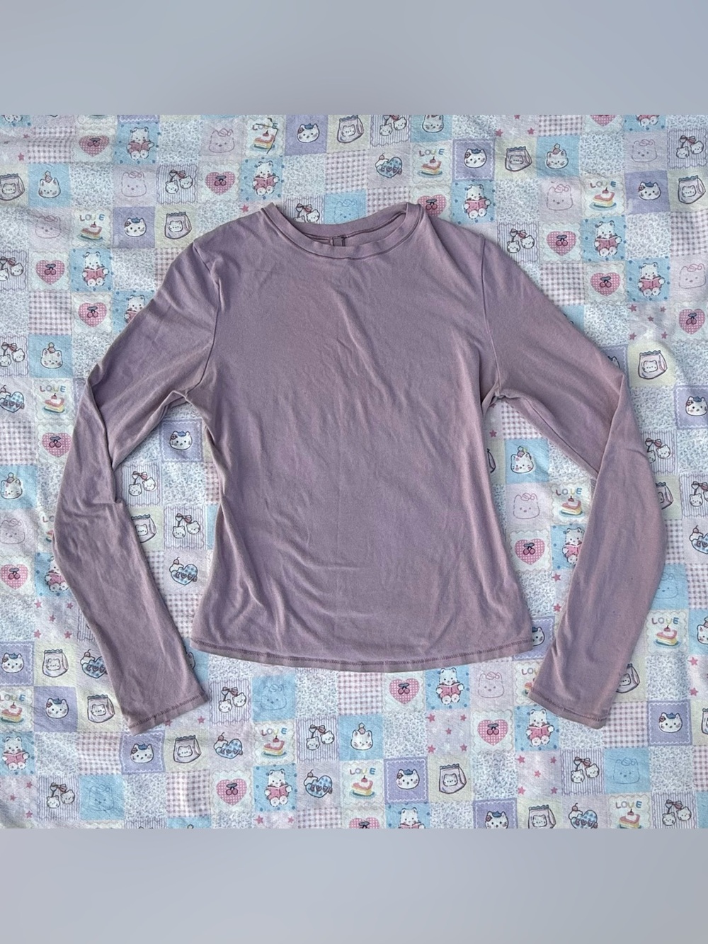 SKIMS Dusty Mauve Pink Cotton Blend Long Sleeve T-Shirt Super Stretch Slim Fit